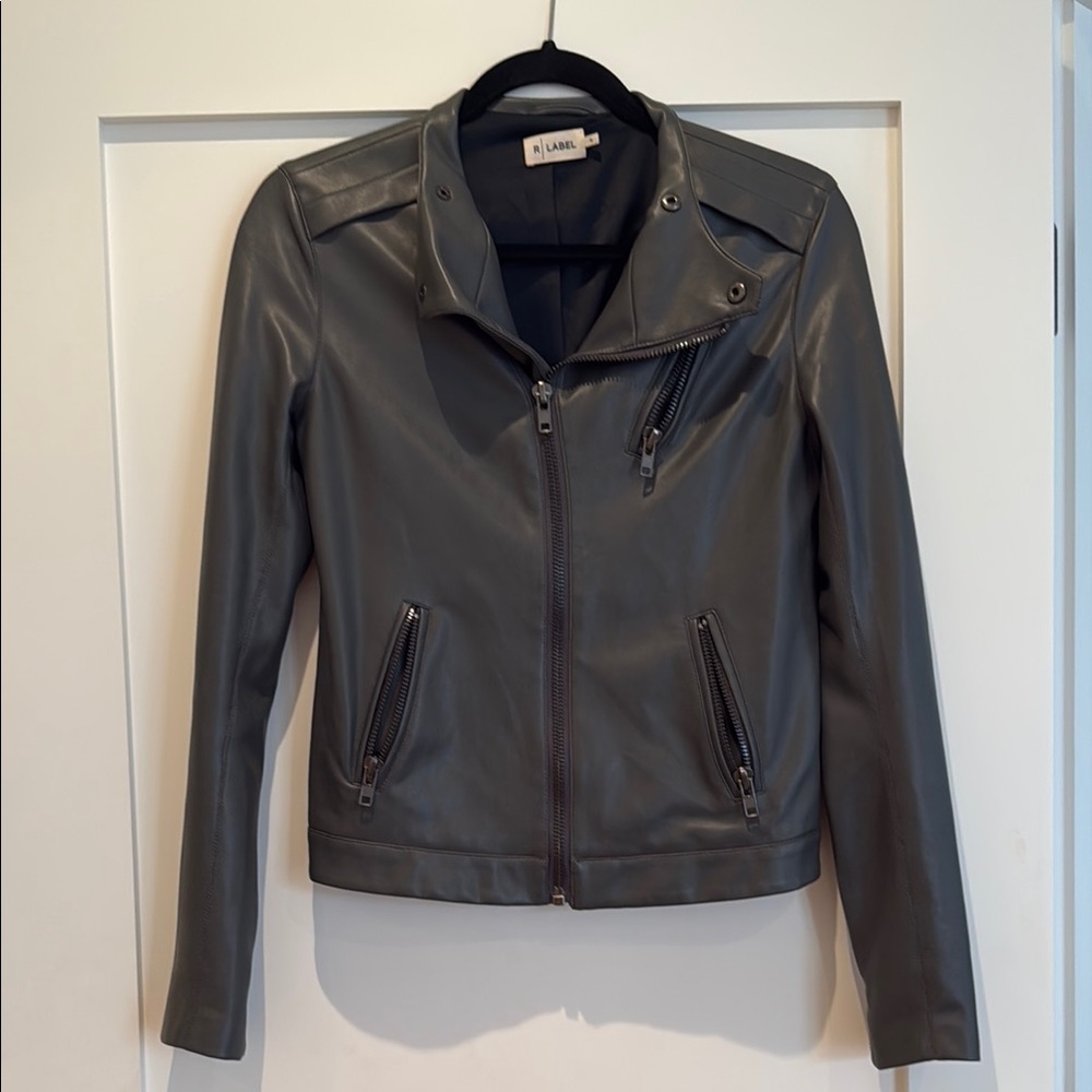 The Reset Gray Leather Moto Jacket Asymmetrical Zipper